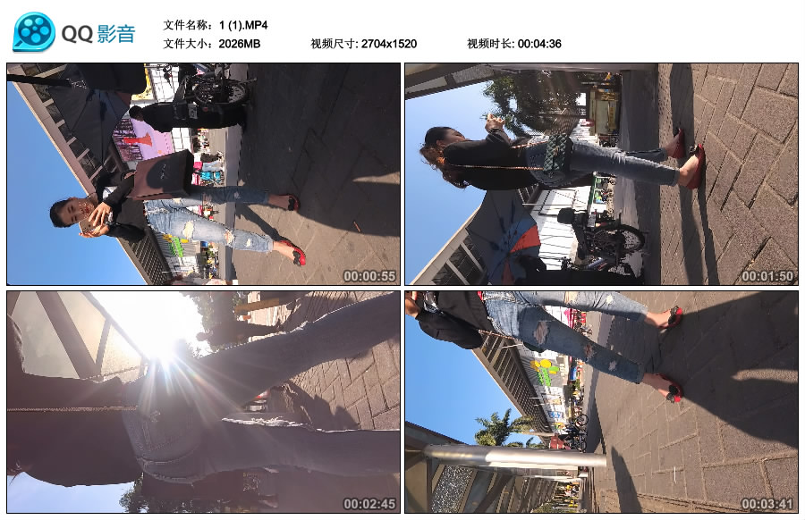 精选街拍视频 No.2778 紧身破洞牛仔裤黑色毛衣美女等公交车 [1.97GB]